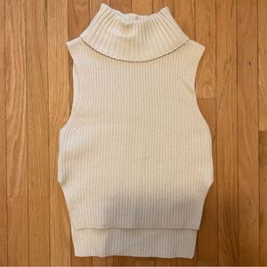 Uniqlo Sleeveless Turtleneck Sz XS Cream Ribbed